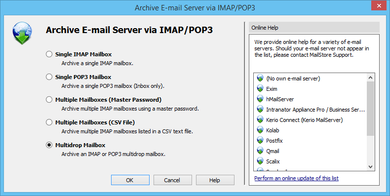 IMAP ve POP3 Multidrop Posta Kutularının Arşivlenmesi