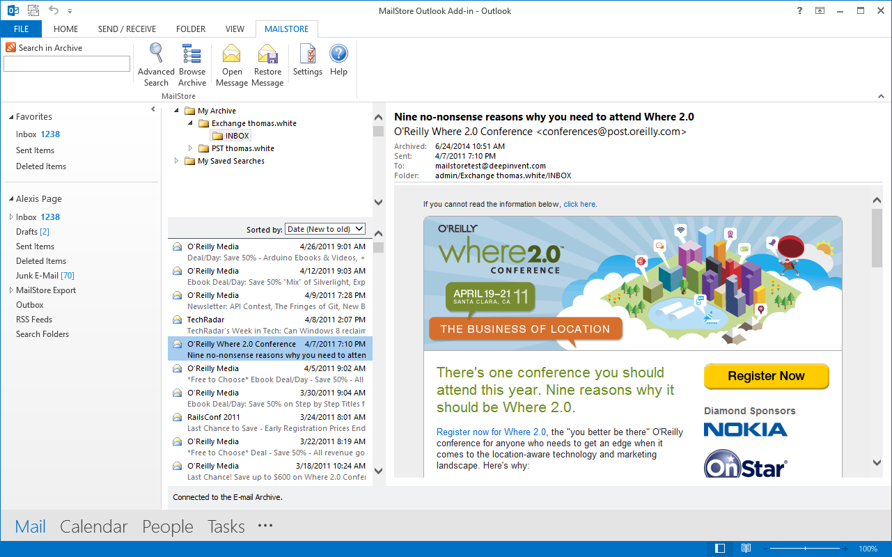 MailStore Outlook Eklentisi, E-posta Arşivinize Erişmenin En Yaygın Yöntemi